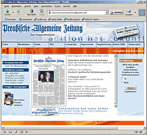 Schaltfläche und Link zur Zeitung PAZ im Internet...